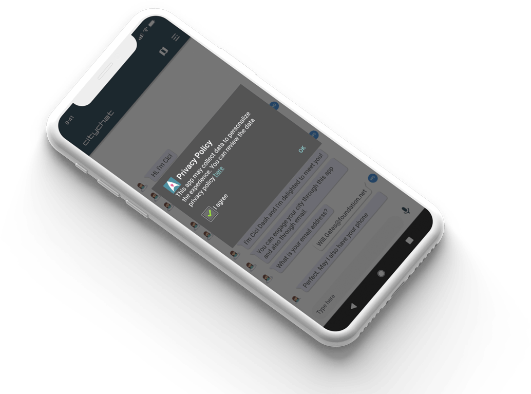 Mobile showing privacy page